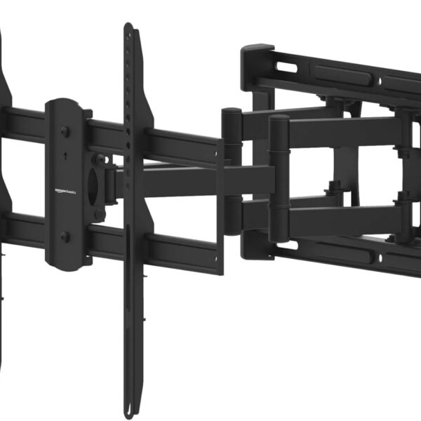 Amazon Basics Heavy Duty Dual Arm, Full Motion Articulating TV Mount for 37" to 80" TVs up to 132 lbs, Fits LED LCD OLED Flat Curved Screens, Black
