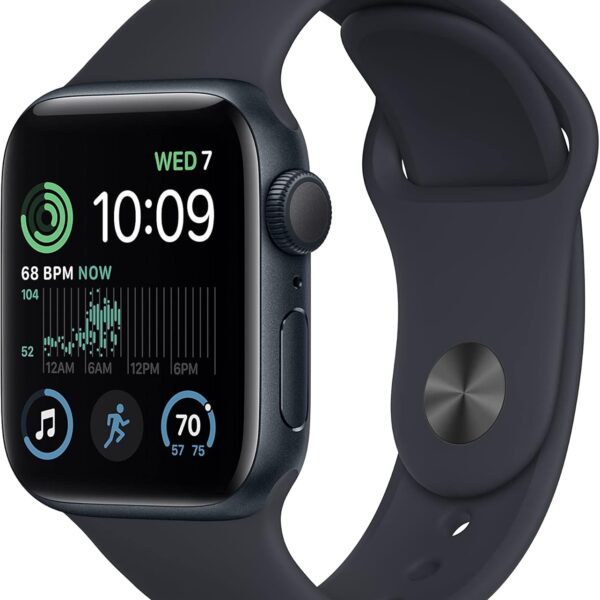 Apple Watch SE (2nd Gen) (GPS, 40mm) - Midnight Aluminum Case with Midnight Sport Band, S/M (Renewed)