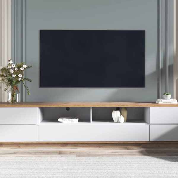 Merax Wood TV Stand Entertainment Center with Storage Cabinets & Open Shelves, Modern TV Console Table for TVs Up to 80 for Living Room Bedroom...
