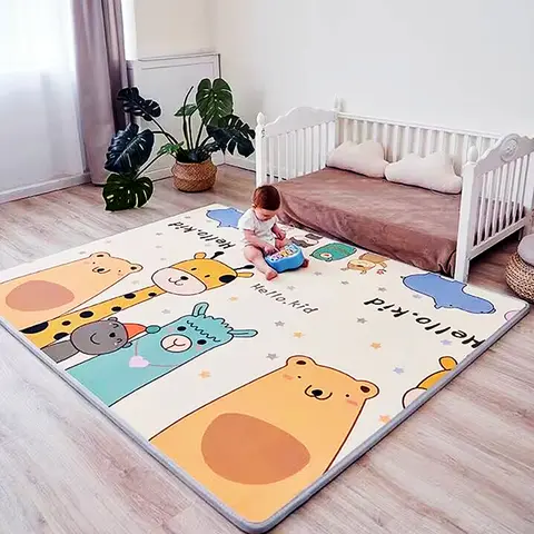 200cm X 180cm 무독성 어린이 안전 매트 - 고품질 아기 활동 체육관 크롤링 놀이 카펫 20 아기 어린이를위한 두꺼운 1cm/0.5cm 활동 매트 EVA 교육 장난감 어린이 부드러운 바닥 게임 매트 어린이 카펫 게임 매트 깔개