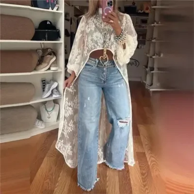 가을 겨울 우아한 여성용 V넥 레오파드 패턴 긴팔 블라우스 - 캐주얼 루즈핏 17 2025 여성의 새로운 패션 레이스 꽃 셔츠 탑 긴 탑 블라우스 후 중공 전면 짧은 통해 높은 목 퍼프 슬리브