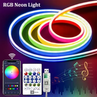 커팅 가능한 RGB 5050 스마트 LED 스트립 라이트 - 5~30M 유연한 220V 색상 변경 조명, 침실 장식용 14 5v RGB 네온 LED 스트립 조명 홈 게임에 대 한 블루투스 원격 제어와 1/2/3/4/5M USB 유연한 실리콘 방수 네온 불빛