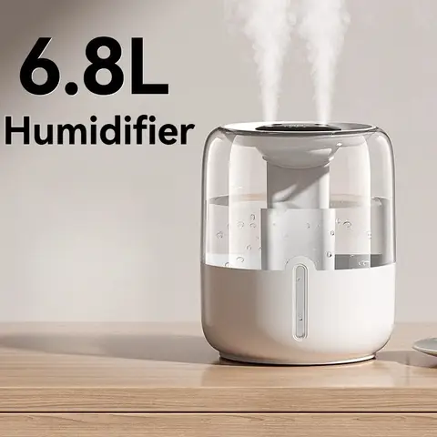 Tuya 스마트 온도 및 습도 센서 - Bluetooth 호환, APP 원격 제어, Alexa 및 Google 홈 지원 17 6.8L 대용량 가습기 USB 이중 스프레이 홈 기숙사 사무실 침실 데스크탑(소형 야간 조명 포함)