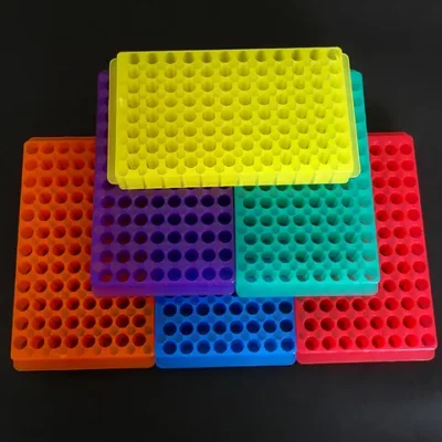 96 홀 플라스틱 원심 테스트 튜브 랙 2 측면 0.5ml/1.5ml/2ml 원심 분리기 약병 튜브 브래킷 실험실 용품 PCR 튜브 랙