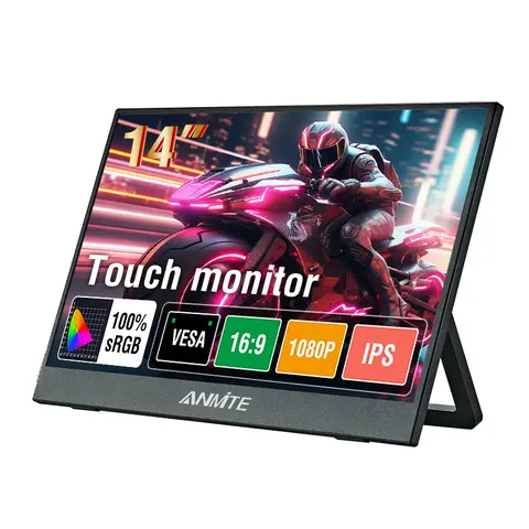 Anmite LCD 컴퓨터 게임 모니터, 선수 치킨 IPS 화면, 24 인치 IPS 144HZ 1MS FHD 1920*1080 슬림 Ps4 13 Anmite 14 인치 터치 스크린 휴대용 모니터 100% sRGB 400cd/m2 게임용 컴퓨터 XBox PS4/5 스위치 Loptop 용 디스플레이 확장