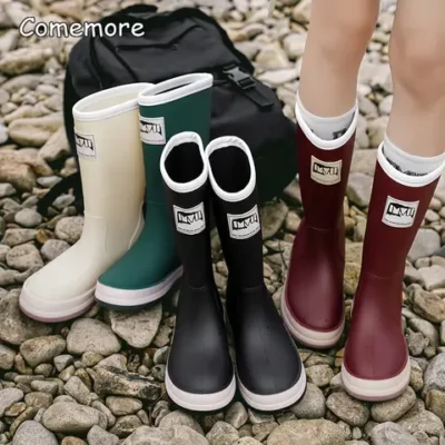 Evshine 패션 여성 중반 송아지 장화 방수 정원 신발 Anti-Slip Rainboots 아늑한 깔창 고무 Wellies 작업 부츠 21 Comemore 야외 여성 레인 신발 패션 Mid-calf 낚시 미끄럼 방지 방수 신발 커플 작업 rainboots 고무 따뜻한 부츠 44