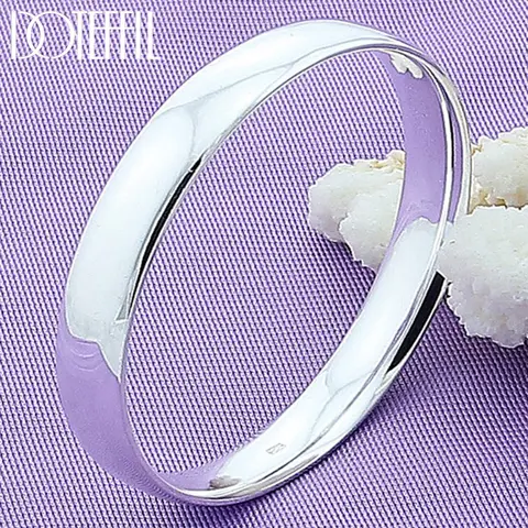 DOTEFFIL 925 스털링 실버 더블 비드 커프 팔찌 - 남녀 모두를 위한 세련된 패션 주얼리 20 DOTEFFIL 925 스털링 실버 10mm 부드러운 솔리드 팔찌 Bangles 여성을위한 남성 결혼 약혼 파티 쥬얼리