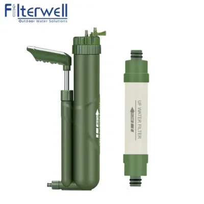 미니웰 휴대용 캠핑 정수 필터 시스템, 2000 리터 여과 용량, 야외 비상 생존 도구 20 Filterwell 관광 워터 필터 펌프, 야외 워터 필터, 음주 시스템, 여행 하이킹 서바이벌 키트, 와일드 및 캠핑 여행