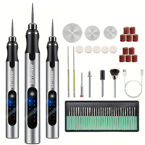 Makita DDF487 13mm 브러시리스 임팩트 드릴 - 빨간색과 검정색, 18V 리튬 이온 충전식 가정용 고토크 전기 드라이버 18 JANGKLIFE USB 무선 로타리 도구 키트 목공 조각 펜 DIY 쥬얼리 금속 유리 미니 무선 드릴