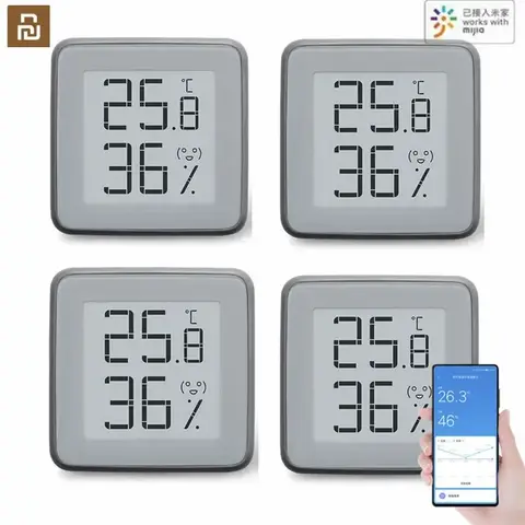 Tuya 스마트 온도 및 습도 센서 - Bluetooth 호환, APP 원격 제어, Alexa 및 Google 홈 지원 16 MMC Bluetooth 호환 온도계 습도계 E-Ink 스크린 BT2.0 스마트 온도 습도 센서는 Mi Home App에서 작동합니다.