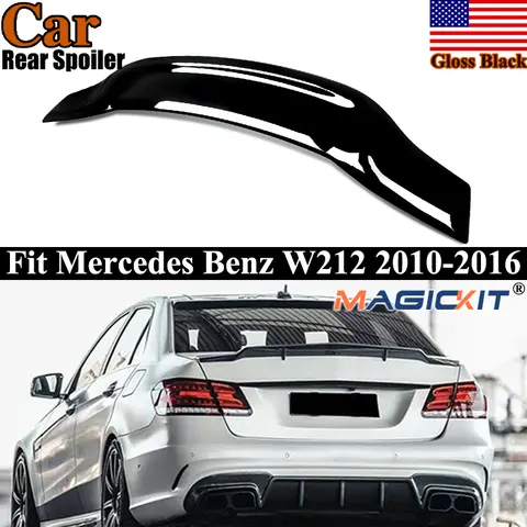 M 스포츠 2024 + MP BMW 5 시리즈 I5 G60 G61 Accessorie 앞 범퍼 립 스포일러 외부 스플리터 가드 장식 바디 키트 21 RT 스타일 뒷 트렁크 스포일러 2008-2016 W212 E350 E500 E63 AMG 4 도어 글로시 블랙 리어 스포일러 테일 윙 바디 키트 Maigickit