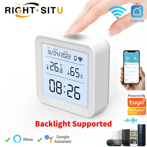 Tuya 스마트 온도 및 습도 센서 - Bluetooth 호환, APP 원격 제어, Alexa 및 Google 홈 지원 21 Tuya WIFI 온도 습도 센서 습도계 온도계 스마트 홈 백라이트 스마트 라이프 지원 Alexa Google Assistant