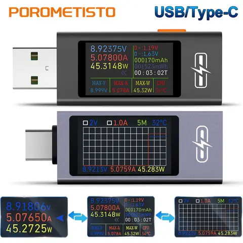 UT01U UT03C USB/Type-C 다기능 디지털 DC 전압 전류계 전력계 DC 4-30V 전압계 전류계 충전기 용량 테스터