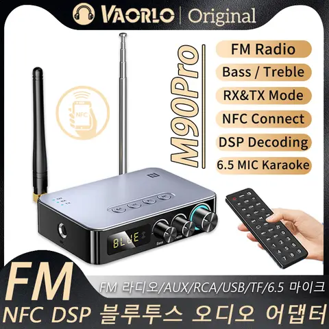 XIAOMI 넥밴드 I18PRO Bluetooth 5.3 헤드폰 골전도 스포츠 이어버드 HiFi 사운드 TWS 이어폰 마이크가 있는 무선 헤드셋 20 VAORLO 블루투스 5.1 오디오 수신기 송신기 3.5mm Aux RCA 저음 고음 무선 음악 어댑터 U 디스크/TF 카드 FM 라디오 플레이어 DAC 변환기 (IR 원격 제어 포함)