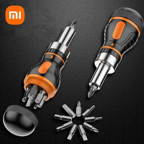 Xiaomi 9 In 1 조정 가능한 래칫팅 스크루 드라이버 세트 마그네틱 너트 드라이버 도구 다기능 휴대용 수리 조합 도구