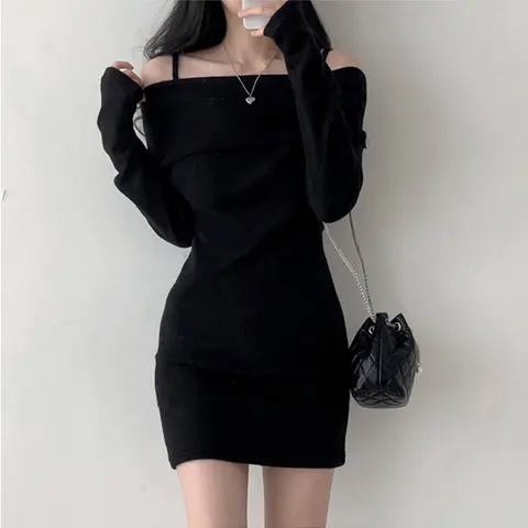 여성용 비대칭 A라인 미디 데님 원피스 - 큰 주머니, 버튼 디테일, 여름 블랙 18 Y2K 여성 니트 미니 드레스 한국어 섹시한 오프 어깨 여성 드레스 봄 새로운 스파게티 스트랩 긴 소매 숙녀 Vestidos