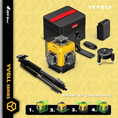 YEVOLT 16라인 레이저 레벨(YVGLL4XS16G), 515nm 녹색 빔 및 빠른 작업 전환을 위한 4초 셀프 레벨링 ​   & 1/4