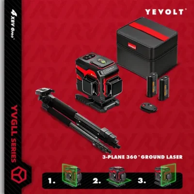YEVOLT 3플레인 12라인 자동 수평 레이저 레벨 스마트 밸런스 플럼 & 레벨 레이저 레벨 (바닥 타일 그리드 프로젝션 정밀도용)