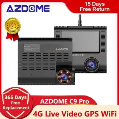 AZDOME C9 프로 대시캠 - 4G 라이브 스트리밍, 1080P 영상, Wi-Fi 및 GPS 추적 기능, SOS 무료 앱으로 리모컨 녹화 지원 1 라이브 스트리밍