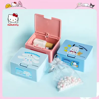 헬로 키티, 시나몬롤, 멜로디, 쿠로미 디자인의 귀여운 면봉 보관 상자 및 화장품 정리함 1