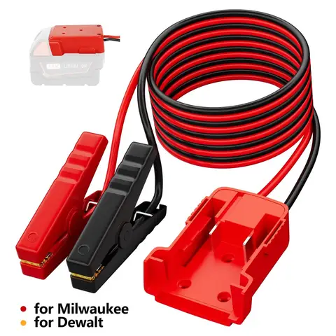 자동차 배터리 점화기 및 비상 전원 키트 - 12AWG 점퍼 케이블 스타터, Milwaukee 및 Dewalt 전동 공구 호환 1 배터리 점화기 | 전원 키트 | 케이블