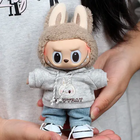 Labubu 미니 인형 의류 세트 - 17cm 아이돌 운동복, 하트 비트 까마귀 청바지 포함 1 운동복 | 의류