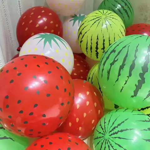 12인치 딸기 수박 과일 풍선 - 여름 해변 하와이 파티 어린이 생일 축제 용품 1 파티