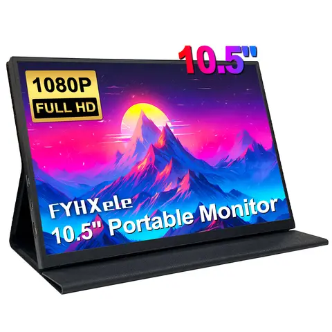 FYHXele 10.5인치 휴대용 모니터 - 1080P, 15:10 비율, 400cd/m² 밝기, PS4/XBOX1/스위치/PC/노트북/휴대폰 확장용, 100% sRGB 지원 1 모니터 | 지원