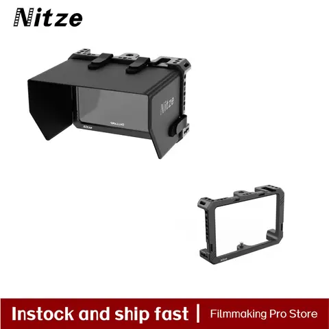 SmallHD Indie 5 / Cine 5 모니터용 Nitze 모니터 케이지 LS5-B2 선후드 키트가 포함된 콜드 슈 내장 1 5 | 모니터 케이지