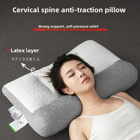 휴대용 얼굴 아래 베개, 눈 수술 후 팽창식, 망막이 누워 베개, 수면, 유리체 절제술, 회복 장비 19 경추 보호 및 수면 보조를 위한 라텍스 견인 베개, 가정용 목 보호를 위한 특수 베개 코어