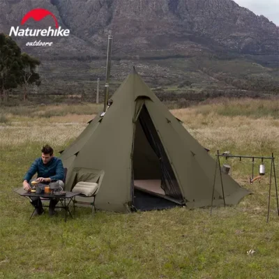 네이처하이크 경량 클라우드 업 2 프로 하이킹 텐트 - 2인용 전문 캠핑 장비 17 굴뚝 창이있는 Naturehike 팔각형 캠핑 텐트 야외 초경량 Tipi 천막 텐트 피라미드 더블 레이어 난연성