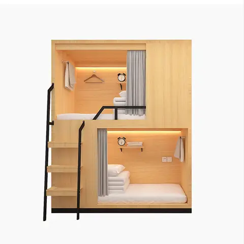 기숙사 호스텔 아파트를 위한 다기능 나무 침대 프레임 킹사이즈 이층 침대 조합