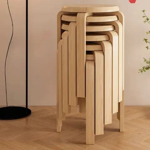 높은 주방 보관 의자 나무 빈티지 식당 의자 Tabouret 디자인 룸 가구 보관함이있는 둥근 나무 의자