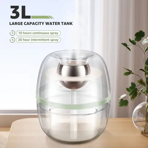 1pc 2L Double Jet Humidifier with Display - Improve Air Quality and Health with Adjustable Mist Levels and Automatic Shut-Off 14 더블 스프레이 노즐과 3L 물 탱크가있는 침실 용 새로운 가습기 USB 충전 쿨 미스트 가정용 음소거 공기 가습기