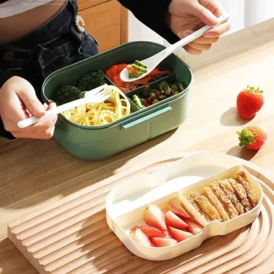 옥스포드 소재 방수 쿨러 도시락 가방 - 캠핑, 피크닉, 여행에 최적화된 음식 및 음료 보관함 (성인 및 어린이용) 16 두꺼운 플라스틱 도시락 수납칸 2단 도시락 통근용 도시락 전자레인지 사용 가능