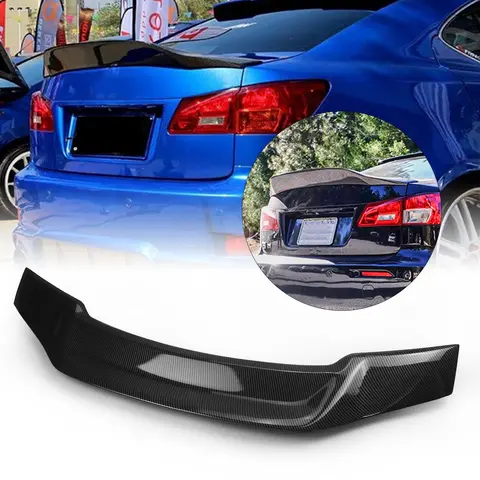 M 스포츠 2024 + MP BMW 5 시리즈 I5 G60 G61 Accessorie 앞 범퍼 립 스포일러 외부 스플리터 가드 장식 바디 키트 17 리어 트렁크 리드 스포일러 윙, 렉서스 IS250 IS300 IS350 IS F 2006-2013 세단용, 4 문짝 글로스 블랙/탄소 섬유 모양 스플리터 립