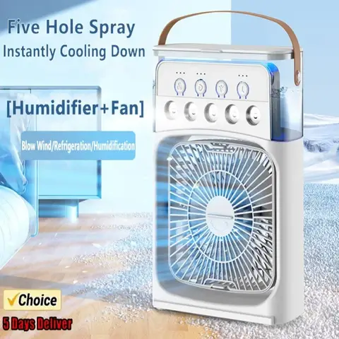 LED 디스플레이 탑재 휴대용 음소거 공기 제습기 - 1500ml 물탱크, 터치 컨트롤 데스크탑 공기 건조기 17 새로운 3 In 1 팬 에어컨 가정용 미니 공기 냉각기 LED 야간 조명 휴대용 가습기 공기 조정 팬 사무실 홈 팬