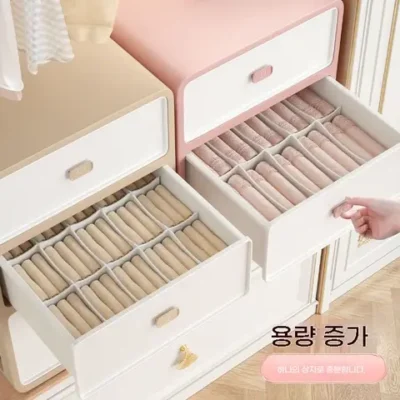 헬로 키티, 시나몬롤, 멜로디, 쿠로미 디자인의 귀여운 면봉 보관 상자 및 화장품 정리함 14 속옷 보관 상자 3-in-1 대용량 플라스틱 레이어링 다기능 가정용 침실 서랍 파티션 양말 보관