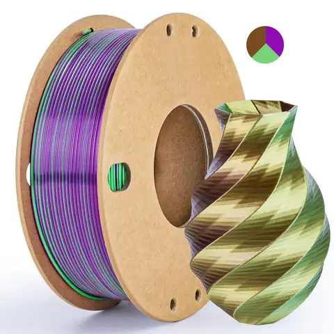 삼색 실크 PLA 3D 프린터 필라멘트, 1.75mm 다색 3D 인쇄 필라멘트, 빨간색 및 파란색 및 녹색 필라멘트, 250g(0.55lbs) 18 실크 PLA 3D 프린터 필라멘트 트리플 컬러 실크 PLA 필라멘트 1.75mm 3D 인쇄 필라멘트 대부분의 FDM 프린터에 적합, 250g 스풀(0.55lb