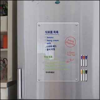 마그피아 자석 펜받침대 5개세트 보드/칠판/광고 20 아크릴 냉장고 메모보드 달력 스케줄 정리 마카펜 + 보드마카 6개, 소형 투명 무지