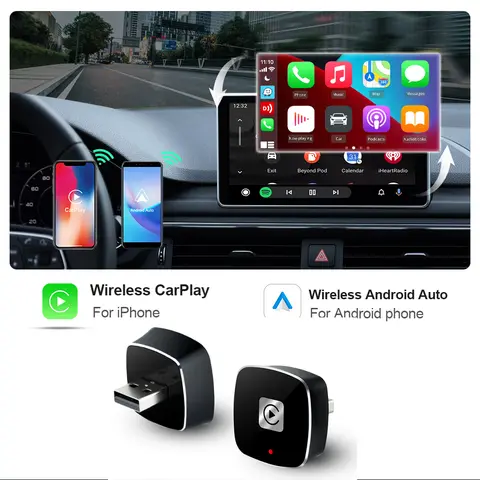LENCENT FM 송신기 - 블루투스 5.1, Type-C PD 20W 및 QC3.0 18W 지원 자동차 고속 충전기 겸 MP3 플레이어 라디오 키트 17 안드로이드 아이폰용 무선 카플레이 어댑터, 자동 유선-무선 AI 박스, USB 연결, 볼보 벤츠 Mg 기아 체리 VW용, 2 in 1
