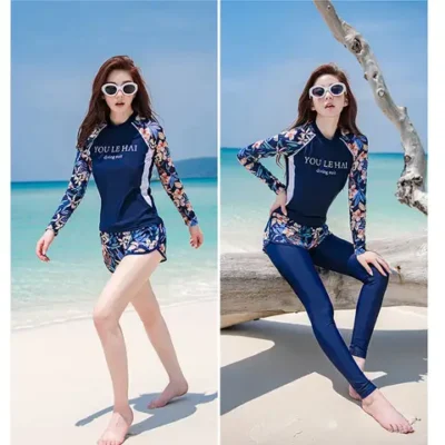 여성용 긴 소매 래쉬가드, 자외선 차단 수영 셔츠, 보이 쇼츠, 집업 래쉬가드, 수영복, 자외선 차단, 세트당 2 개 20 여성용 4개/세트 태양 자외선 차단 긴 소매 셔츠 패드 포함 비키니 레깅스 러쉬 가드 빠른 건조 경량 잠수복 수영복