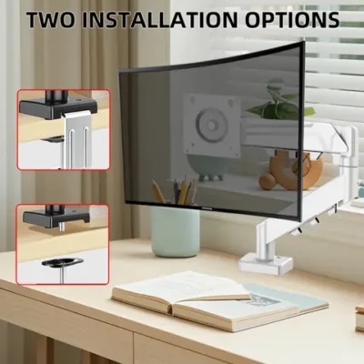 LDL-MOUNT 다용도 선반 셋톱박스 거치대 및 사운드바 리모컨 정리대 APL-S600 19 최대 22파운드의 13인치~32인치 화면용 단일 모니터 마운트, 높이 조절 가능한 모니터 암, C-클램프 및 그로밋 베이스가 포함된 풀 모션