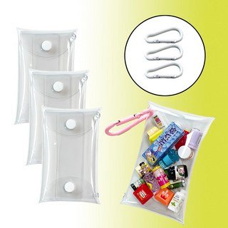 사랑스러운 핑크 접착 네 컷 앨범 20 투명 가챠 파우치 일본 피규어 키링 만들기 pvc 케이스, 화이트, 3개