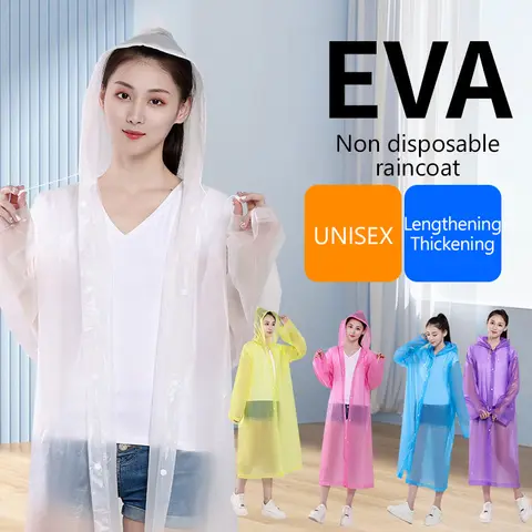 휴대용 두꺼운 방수 비옷 - 남녀 공용 일회용 캠핑/여행용 레인 커버 21 패션 EVA 성인 어린이 비옷 어린이 성인 두꺼운 방수 비옷 소녀 소년 야외 하이킹 여행 재사용 가능한 비옷