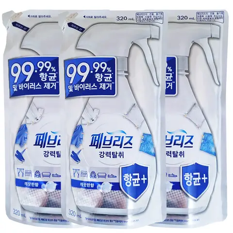 레몬 향 활성탄 냉장고 탈취제 박스 - 냄새 흡수제 14 페브리즈 항균 깨끗한 향 320ml x 3개, 실내 공기 탈취제 리필