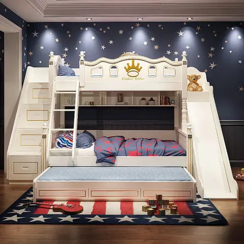 현대 어린이 침대 다기능 안전 가드 레일 Infantil 침실 나무 캐비닛 공간 절약 Cama Infantil De Casita Bed