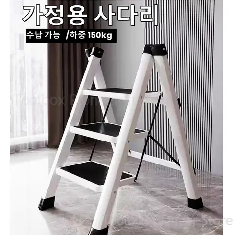 흰색 접이식 사다리 의자 탄소강 높은 의자 강력한 내 하중 두꺼운 주방 단계 사다리 의자